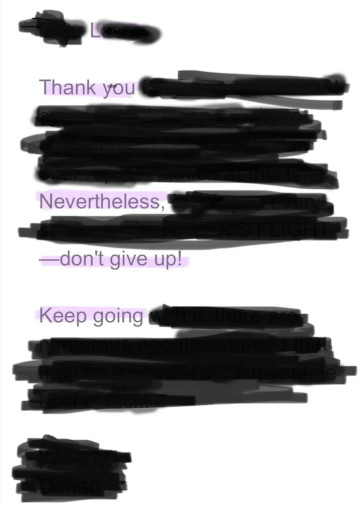 Thank you Nevertheless, Don't give up! keep going